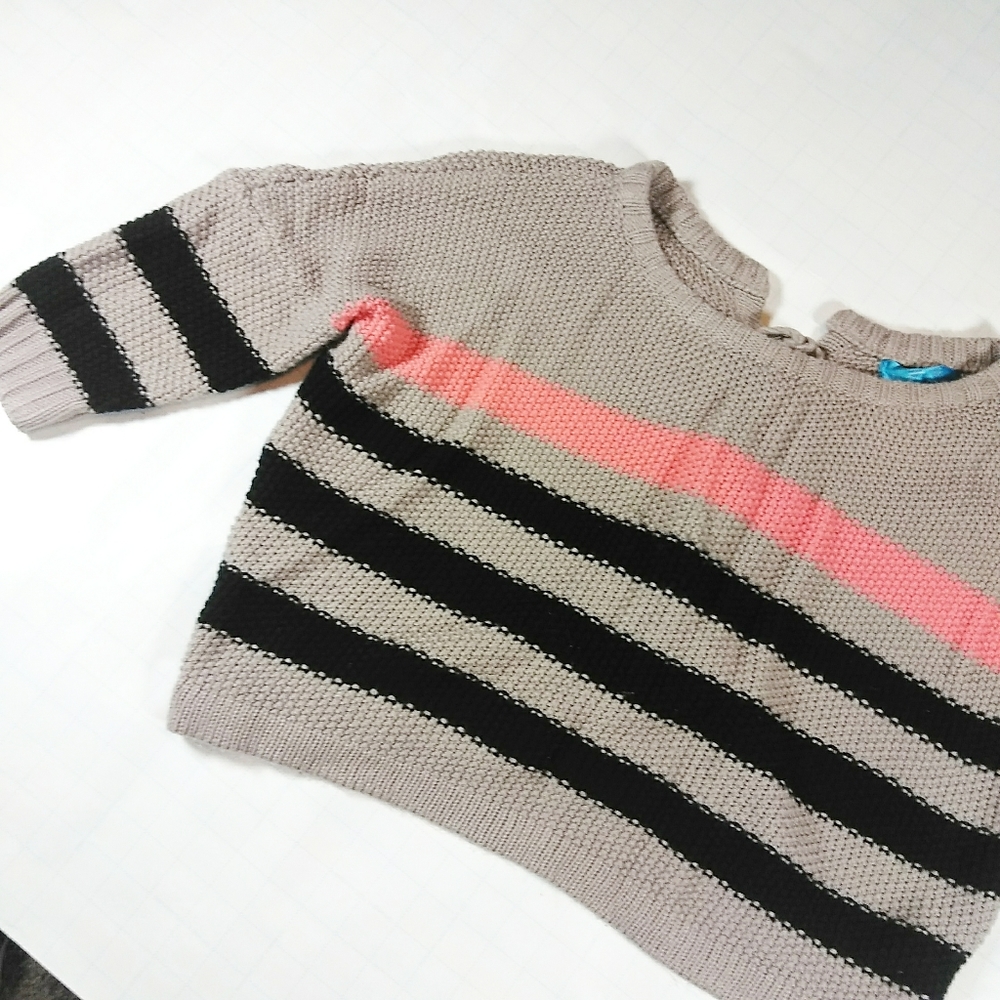 Butter Knit Cropped Stripe Tie Back Sweater SZ S